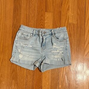 Light Blue Distressed Jean Shorts